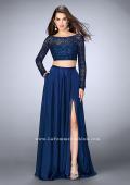 Picture of: Long Sleeve Two Piece Gown with Sheer Neckline in Blue, Style: 23937, Detail Picture 2