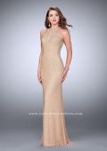 Picture of: Long Beaded Dress with Keyhole and Sheer Sides in Nude, Style: 23950, Detail Picture 1