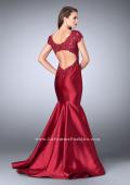 Picture of: Mikado Mermaid Dress with Lace Top and Cap Sleeves in Red, Style: 23960, Detail Picture 3