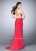 Picture of: Jersey Dress with Side Slit and Sheer Beaded Back in Pink, Style: 23962, Back Picture