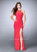 Picture of: Jersey Dress with Side Slit and Sheer Beaded Back in Pink, Style: 23962, Detail Picture 1