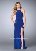 Picture of: Jersey Dress with Side Slit and Sheer Beaded Back in Blue, Style: 23962, Detail Picture 3