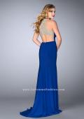 Picture of: Jersey Dress with Side Slit and Sheer Beaded Back in Blue, Style: 23962, Detail Picture 4
