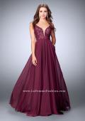 Picture of: A-line Chiffon Dress with Lace Top and Deep V Neckline in Red, Style: 23964, Main Picture