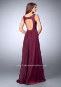 Picture of: A-line Chiffon Dress with Lace Top and Deep V Neckline in Red, Style: 23964, Back Picture