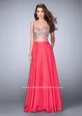 Picture of: Two Piece A-line Prom Dress with Beaded Cut Out Top in Pink, Style: 23966, Detail Picture 3