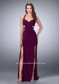 Picture of: Double Slit Jersey Dress with Cut Outs and Racer Back in Purple, Style: 23967, Main Picture