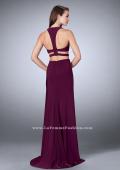 Picture of: Double Slit Jersey Dress with Cut Outs and Racer Back in Purple, Style: 23967, Back Picture