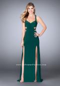 Picture of: Double Slit Jersey Dress with Cut Outs and Racer Back in Green, Style: 23967, Detail Picture 2