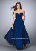 Picture of: Lace Scalloped Long Prom Dress with Pockets in Blue, Style: 23970, Main Picture