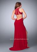 Picture of: Long Jersey Prom Dress with Lace Up Front and Back in Red, Style: 23973, Back Picture