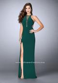 Picture of: Long Jersey Prom Dress with Lace Up Front and Back in Green, Style: 23973, Detail Picture 2