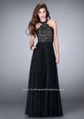 Picture of: Long High Collar A-line Prom Dress with Pockets in Black, Style: 23975, Detail Picture 1
