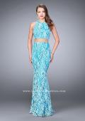 Picture of: Two Piece Multi-Colored Lace Dress with Racer Back in Blue, Style: 23976, Detail Picture 2