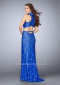 Picture of: Lace Two Piece Gown with High Neck and Embellishments in Blue, Style: 23978, Back Picture