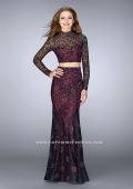 Picture of: Lace Two Piece Dress with Long Sleeves and Open Back in Black, Style: 23985, Main Picture