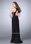 Picture of: Fitted Jersey Dress with Lace Up Neckline and Sides in Black, Style: 23989, Back Picture