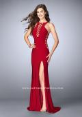 Picture of: Fitted Jersey Dress with Lace Up Neckline and Sides in Red, Style: 23989, Detail Picture 1