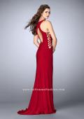 Picture of: Fitted Jersey Dress with Lace Up Neckline and Sides in Red, Style: 23989, Detail Picture 2