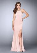 Picture of: High Beaded Neck Prom Dress with Strappy Back in Pink, Style: 23993, Detail Picture 2