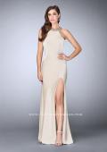 Picture of: High Beaded Neck Prom Dress with Strappy Back in Nude, Style: 23993, Detail Picture 3