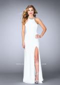 Picture of: High Beaded Neck Prom Dress with Strappy Back in White, Style: 23993, Detail Picture 6