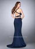 Picture of: Two Piece Jersey Dress with Beaded Strappy Back in Blue, Style: 24000, Back Picture