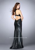 Picture of: Vegan Leather Dress With V Neckline and Racer Back in Black, Style: 24002, Back Picture