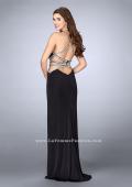 Picture of: Beaded Jersey Prom Dress with a Deep V Keyhole in Black, Style: 24003, Back Picture