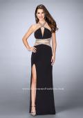 Picture of: Beaded Jersey Prom Dress with a Deep V Keyhole in Black, Style: 24003, Detail Picture 1