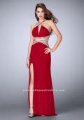 Picture of: Beaded Jersey Prom Dress with a Deep V Keyhole in Red, Style: 24003, Detail Picture 2
