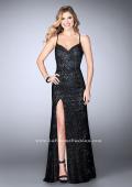 Picture of: Floral Fitted Lace Dress with a Sweetheart Neckline in Black, Style: 24005, Detail Picture 2