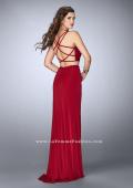 Picture of: Two Piece Gathered Jersey Dress with Side Slit in Red, Style: 24007, Main Picture