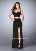 Picture of: Two Piece Gathered Jersey Dress with Side Slit in Black, Style: 24007, Detail Picture 1