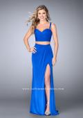 Picture of: Two Piece Gathered Jersey Dress with Side Slit in Blue, Style: 24007, Detail Picture 2