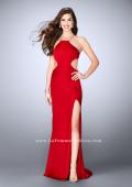 Picture of: Long Jersey Dress with Side Cut Outs and Strappy Back in Red, Style: 24009, Detail Picture 1