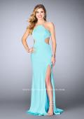 Picture of: Long Jersey Dress with Side Cut Outs and Strappy Back in Blue, Style: 24009, Detail Picture 2