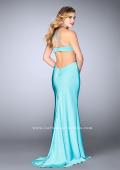 Picture of: Long Jersey Dress with Side Cut Outs and Strappy Back in Blue, Style: 24009, Detail Picture 3