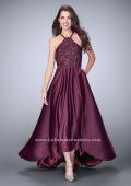 Picture of: High Low A-line Dress with Lace Top and Satin Skirt in Purple, Style: 24012, Main Picture
