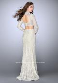 Picture of: Long Sleeve Two Piece Lace Dress with Open Back in White, Style: 24013, Back Picture