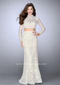 Picture of: Long Sleeve Two Piece Lace Dress with Open Back in White, Style: 24013, Detail Picture 1
