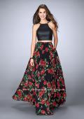 Picture of: Two Piece Floral A-line Dress with Vegan Leather Top in Print, Style: 24014, Main Picture