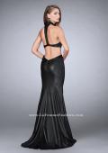 Picture of: Long Vegan Leather Prom Dress with Choker in Black, Style: 24018, Back Picture