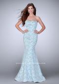 Picture of: Long Strapless Floral Print Prom Dress in Blue, Style: 24020, Detail Picture 1