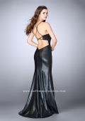 Picture of: High Neck Vegan Leather Dress with Side Slit in Black, Style: 24022, Back Picture