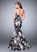 Picture of: Strapless Black and White Rose Print Prom Dress in Print, Style: 24023, Back Picture