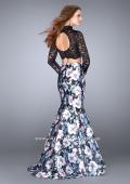 Picture of: Two Piece Mermaid Dress with Long Sleeve Lace Top in Print, Style: 24028, Back Picture