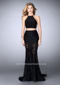 Picture of: High Neck Two Piece Romper Dress with Sheer Lace Skirt in Black, Style: 24029, Detail Picture 3
