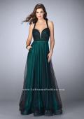 Picture of: A-line Tulle Dress with Lace Top and Deep V Neckline in Green, Style: 24034, Main Picture