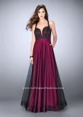 Picture of: A-line Tulle Dress with Lace Top and Deep V Neckline in Pink, Style: 24034, Detail Picture 1